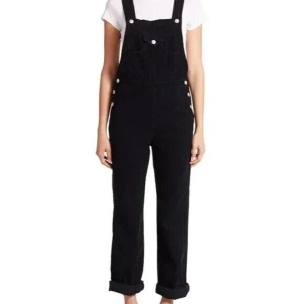 ALEXA CHUNG x AG Bunny Corduroy Overalls 27 Black Straight Leg
